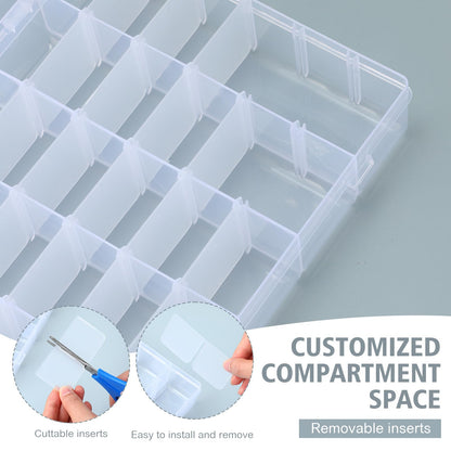 Leelosp 8 Pack 36 Grids Clear Plastic Organizer Storage Box with Adjustable Dividers Small Crafts Organizers Bead Storage Compartment Container for Jewelry Fishing Tackle Nail Parts