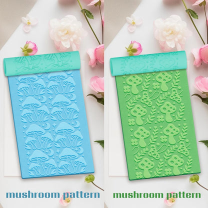 ACRNIGHEET 5 Pcs Polymer Clay Texture Roller, Mushroom Themed Embossing Rollers Pottery Stamp, Like Texture Sheets Work with Polymer Clay Cutters, Clays Jewelry Making Kit with Storage Box