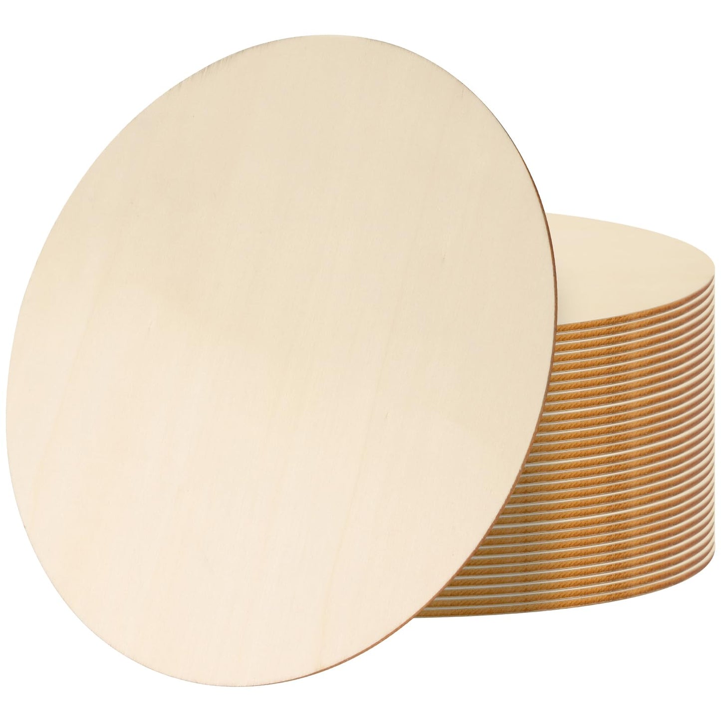 HEIHAK 30 Pack 8 Inch Unfinished Natural Wood Circles, Wood Rounds for Crafts Wood Burning, Engraving, Painting, Home Decoration Projects