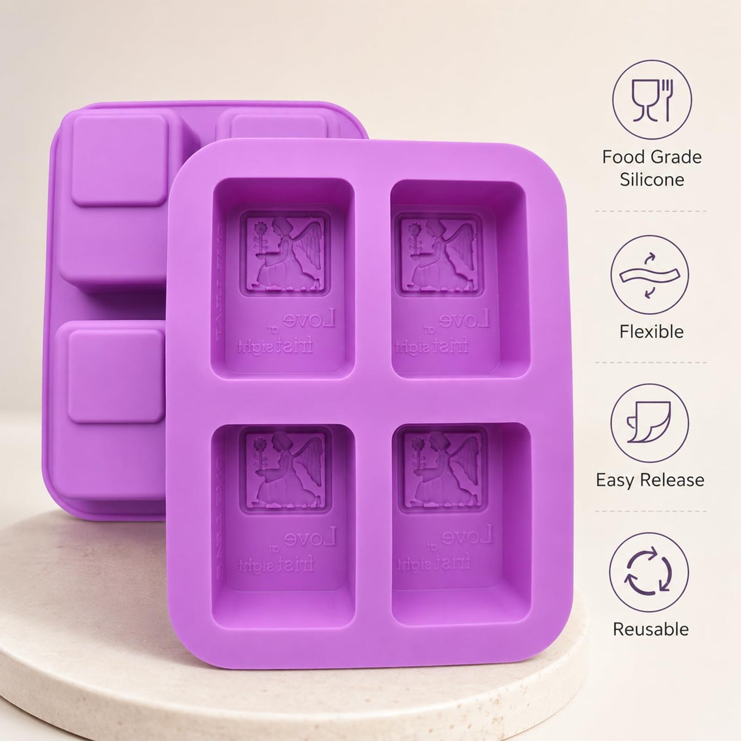 2 Pack Angel Silicone Soap Mold Rectangle Soap Making Mold Embossed Angel Silicone Mold Angel Girl Mold Rectangle Handmade Soap Mold for Soap Candle Lotion Bath Bombs Resin Wax Cake Chocolate Candy