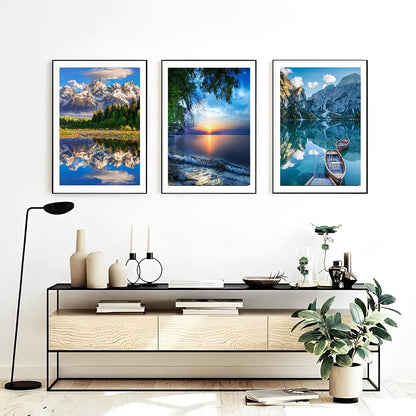 OFRKE Diamond Painting Kits for Adults,3 Pack Landscape Diamond Art for Beginners, Diamond Round 5D Full Drill Paint with Diamonds Pictures Gem Art Painting Kits DIY Crafts Kits 12x16inch