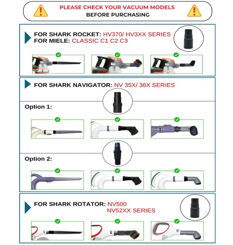 For Shark Vacuum Cleaner Accessories Replacement Kit | Household Cleaning Set with Crevice Tool, Dust Brushes & Vacuum Hose Adapters | 35MM Vacuum Attachments & Brushes