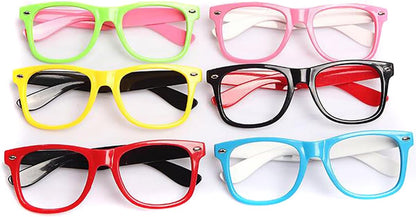 Fodattm Set of 6 Kids Candy Colour Glasses Frame Without Lenses, Nerdy Retro Party Supplies (Colour Random)