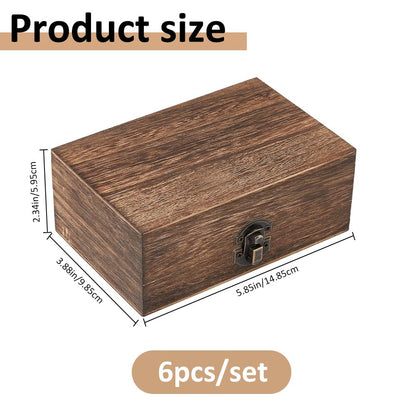 SUPERFINDINGS 6PCS Wooden Jewelry Storage Box Wood Container Boxes Wooden Box with Hinged Lid Wood Reusable DIY Gift Case Rustic Keepsake Case for Jewelry Trinket Cards Letter Storage, 5.85x3.88x2.34