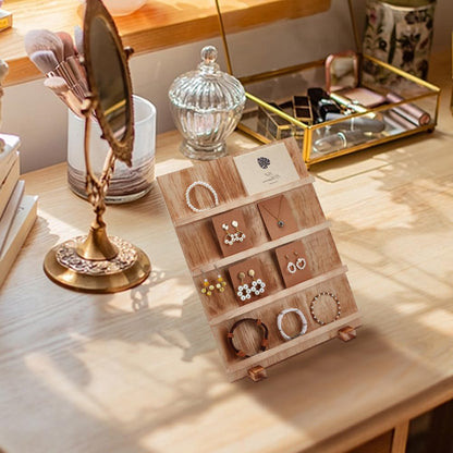 PH PandaHall 4 Tier Wooden Jewelry Display Stand, Earring Display Stands Rack Removable Showcase Rack, Retail Jewelry Display Card Holder for Selling Craft Jewelry Showing