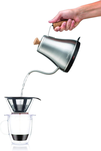 Bodum 12oz Pour Over Coffee Dripper Set - BPA-Free Plastic, Clear, with Double Wall Mug and Reusable Filter