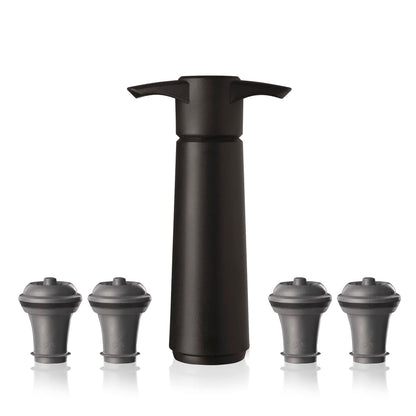 Vacu Vin Original Wine Saver with 4 Vacuum Bottle Stoppers – Wine Preserver Pump for Red or White Wine – Manual Air Remover System – Airtight Seal – Keep Wine Fresh Longer – Black