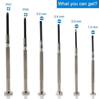 6 PCS Precision Screwdriver Sets, Eyeglass Repair Kit Screwdriver, Mini Screwdriver Set, Flat Head and Philips Head Screwdriver Sets, With 6 Different Sizes, Suitable For Watch, Electronic Repairs