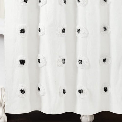 Lush Decor Boho Circle Tufted Yarn Dyed Eco-Friendly Recycled Cotton Shower Curtain, 72" x 72", Black