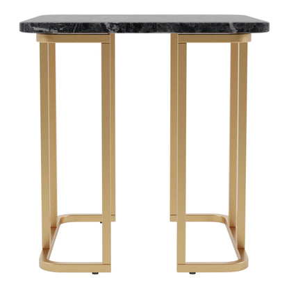24/7 Shop at Home Scheben Modern Faux Marble Top 2-Piece Coffee Table Set with U-Shaped Metal Base for Living Room, Bedroom, Home Office, Gold Coating and Black