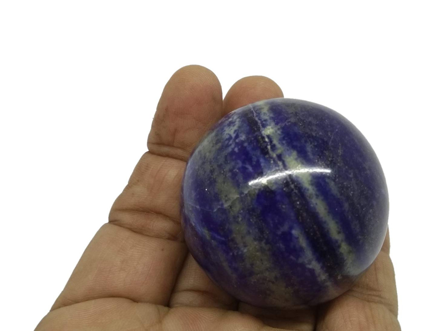 WholesaleGemShop Natural Lapis Lazuli 40-45 mm Ball Sphere Gemstone A+ Hand Carved Crystal Altar Healing Devotional Focus Spiritual Chakra Cleansing Metaphysical Gift Men Women