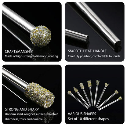 60 Grit Diamond Grinding Bits Compatible with Dremel Rotary Tool, 20 Pcs Stone Carving Diamond Drill Bits with 1/8 Inch Shank for Stone Carving, DIY Grinding, Polishing, Engraving