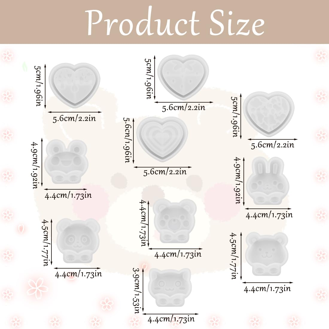 Voyyphixa 10 Pcs Heart Resin Shaker Molds with Animal Epoxy Resin Molds Set Silicone Quicksand Moulds with 20 Pcs Seal Film Silicone Casting Molds for Resin Jewelry Pendant, DIY Art Craft