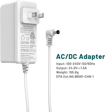 Air Purifier Power Adapter Charger for Jafaenda JF180/JF260 Replacement Charger 24V 1.5A, White US/CA