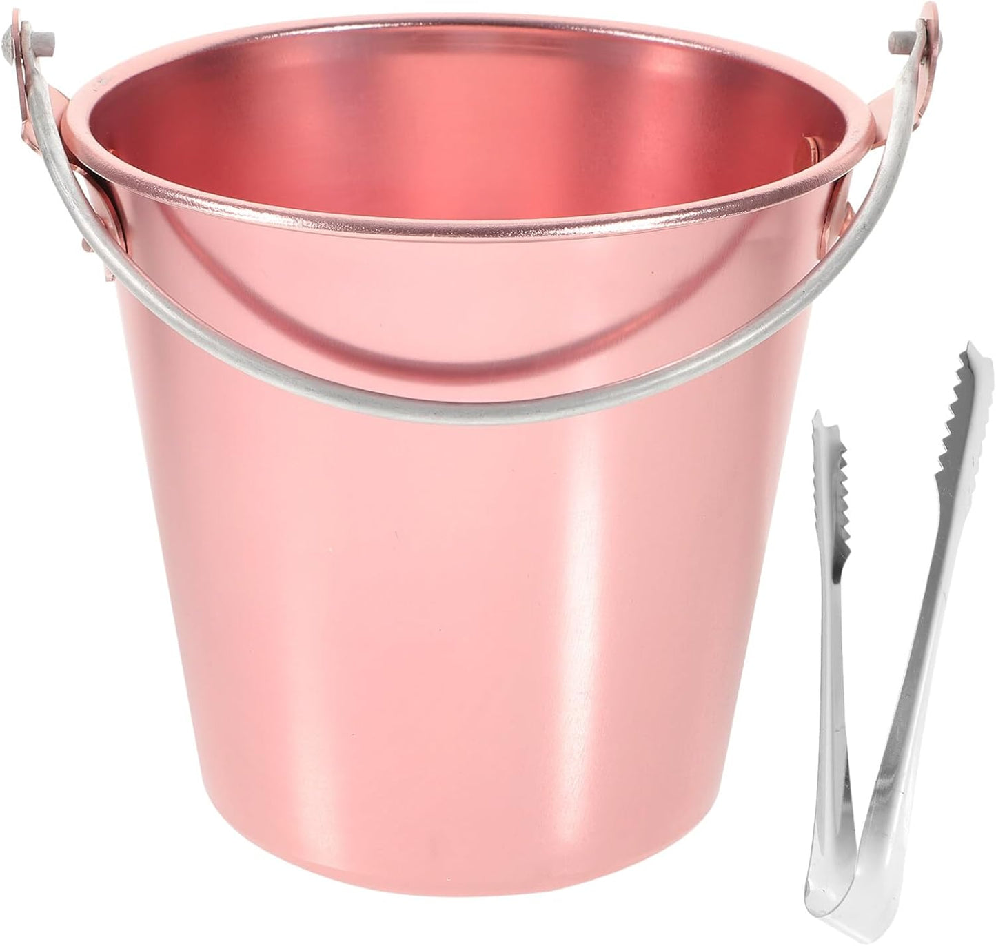 Metal Ice Bucket Pails for Beer & Wine, 1.25L Aluminum Alloy Cooler Bucket with Ice Tongs
