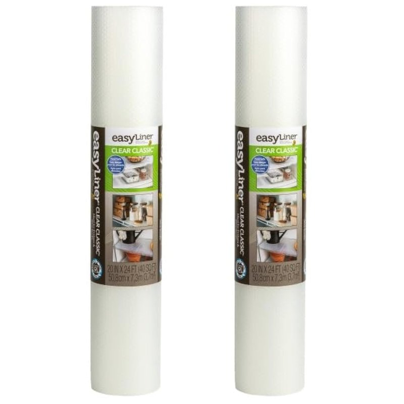 Duck Brand Clear Classic EasyLiner Shelf Liner, Non-Adhesive, Clear, 20 Inches x 24 Feet, 2 Rolls