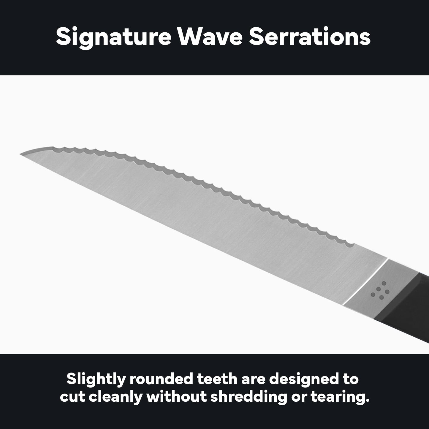 Misen Steak Knives Set of 4 - Precision Serrated Blades for Effortless Dining - Stainless Steel - Superior Cuts with Four Steak Knives Handles - Black