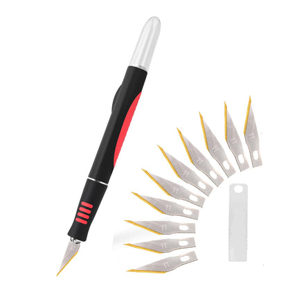 EHDIS Exacto Knife Set Utility Craft Precision Hobby Knife Tool with 10PCS # 11 Titanium Coated Blade Refill for Working-Stencil, Scoring, Scrapbooking, Architecture Modeling, Crafting