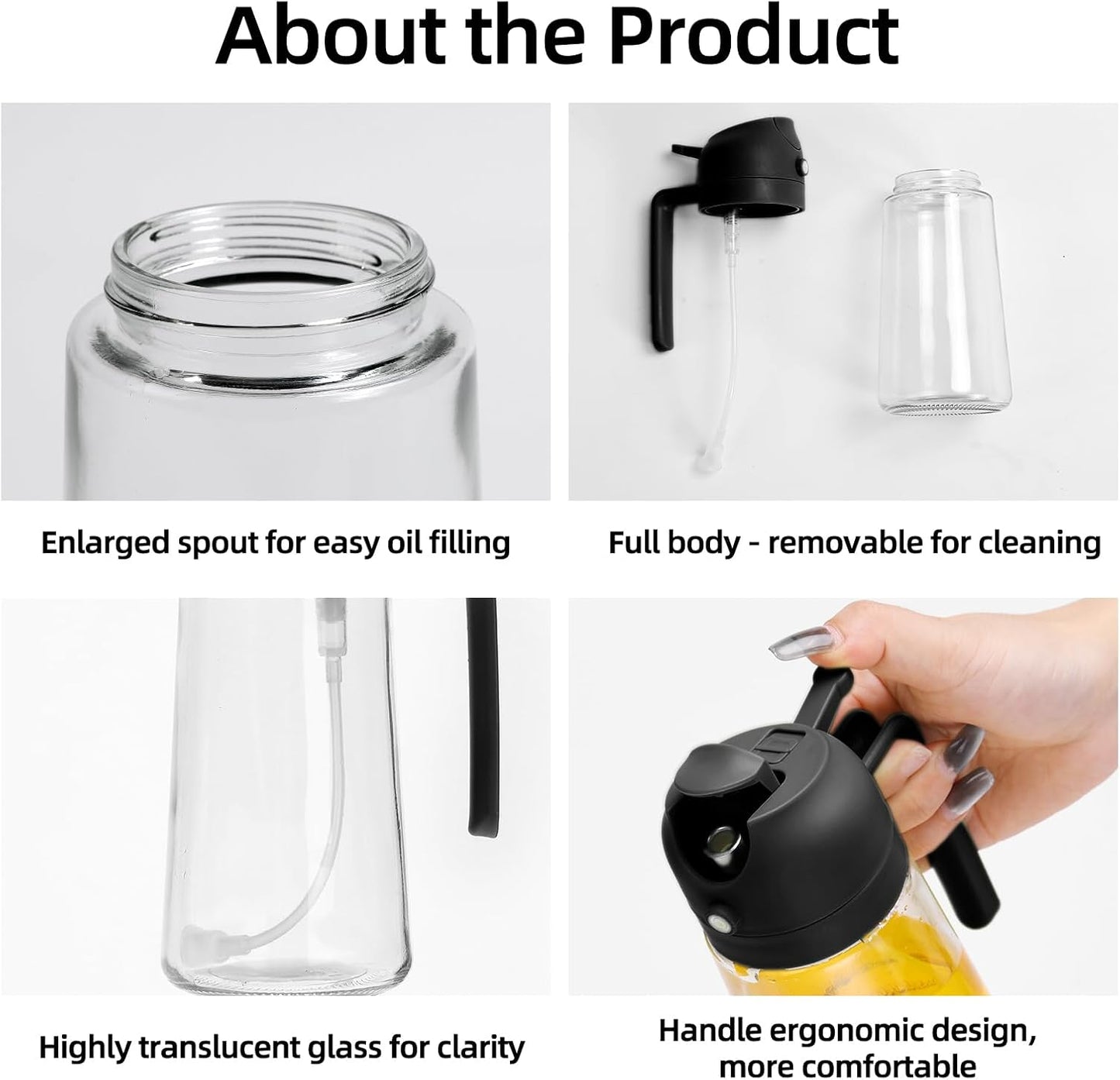 16oz/470ml 2 1 Aovdy Glass Olive Oil Sprayer for Cooking - in Olive Oil Dispenser Bottle Spray and Pour for Kitchen