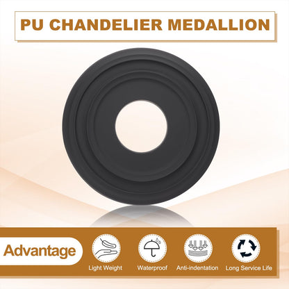 PATIKIL Ceiling Medallion, 2 Pcs 12" OD x 4" ID PU Decorative Ceiling Light Medallion Chandelier Medallion Molded Ceiling Light Cover Plate for Ceiling Light Fixtures Fans, Black