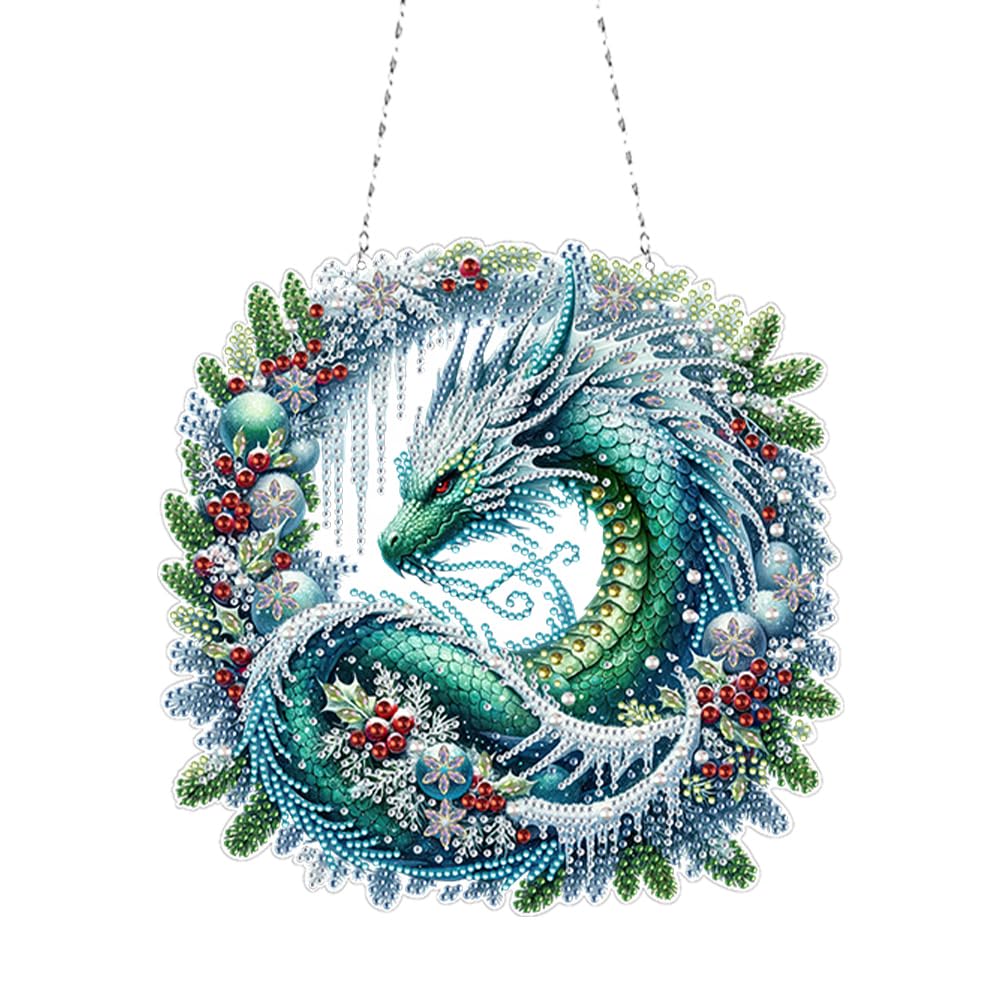 C'eitura Dragon Diamond Art Painting Sun Catcher Kit for Adults, Double-Sided Mythical DIY Hanging Ornament, Crystal Acrylic Gem Art Craft for Home Window Wall Decor, Fantasy Gift for Beginners