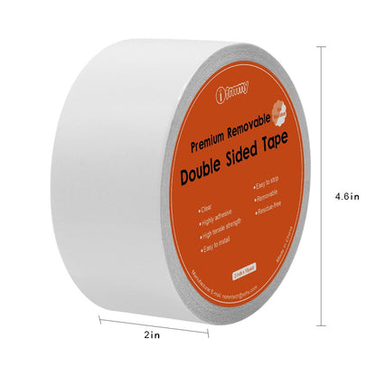 i frmmy Removable Clear Double Sided Sticky Tape- No Residue, 2 Inches x 20 Yards