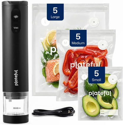 Skiennix Handheld Vacuum Sealer - Portable Cordless Food Sealer for Storage & Sous Vide (15 Bags)
