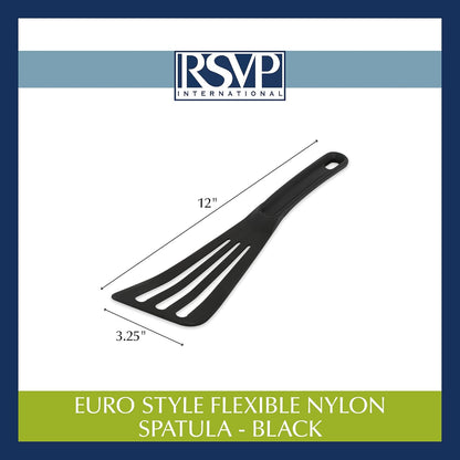 RSVP International Kitchen Tool Collection, Dishwasher Safe, Angled, 12x3.25", Nylon Euro Style, Black