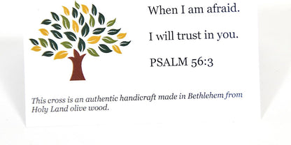 6 Olive Wood Holding Crosses with Velvet Bag & Certificate