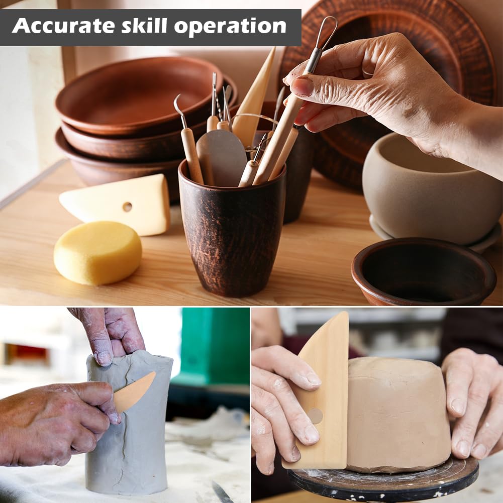 42PCS Clay Sculpting Tools Pottery Tools Kit, Clay Carving Tool Ceramic Tool for Sculpting for Beginners Professionals School Student Polymer ClayTool