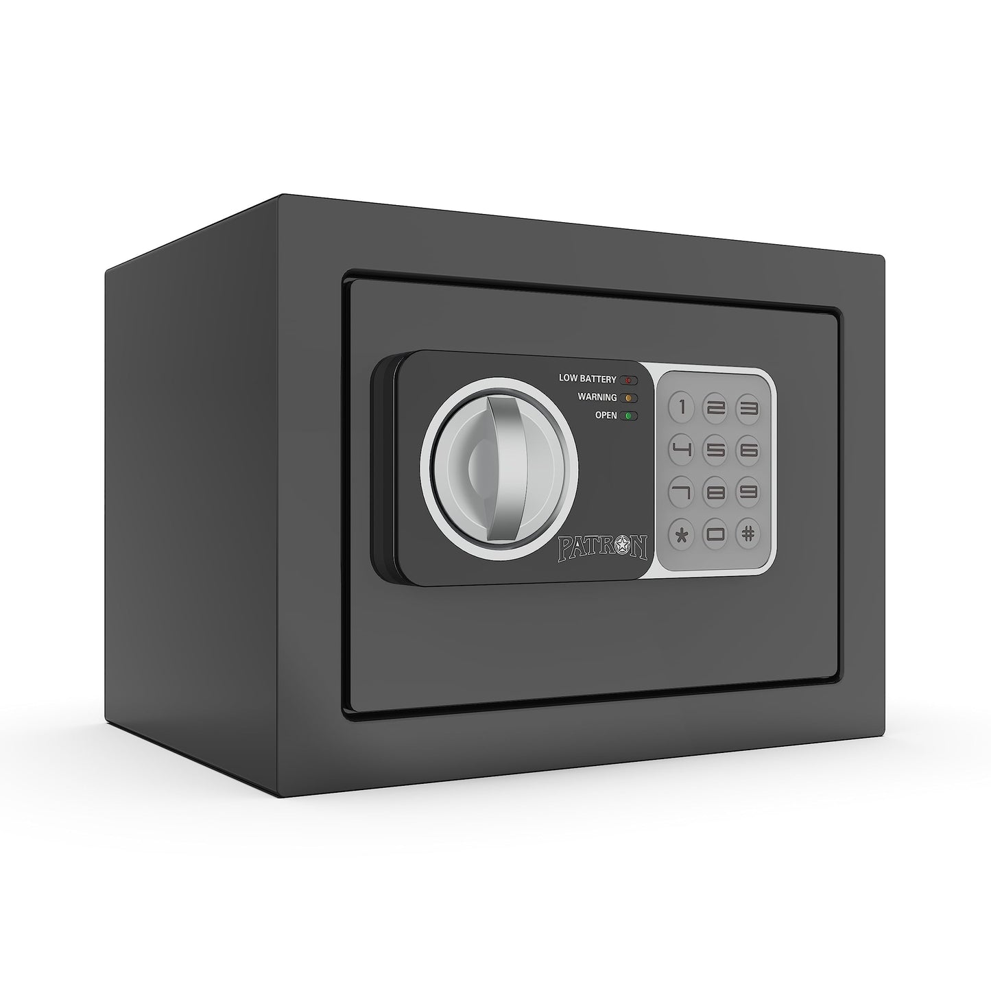 PATRON small safe box with key，mini safe for money，small coin safes for home with code，little jewelry lock box for kids，Wall or Cabinet Safe for personal items，0.236 Cubic Feet Black