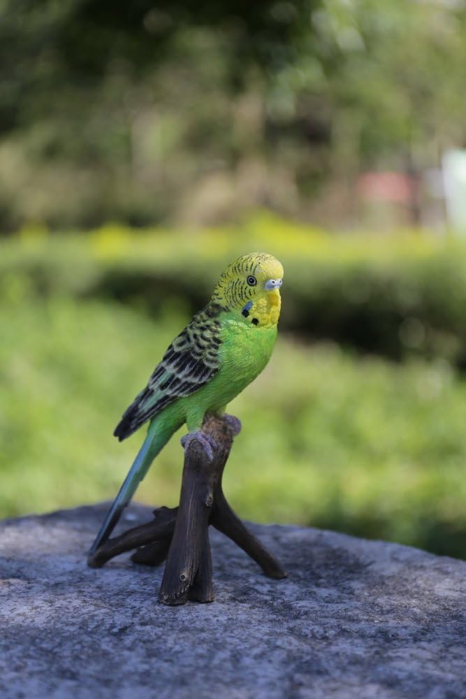 Hi-Line Gift Ltd Green Budgie on Branch Statue