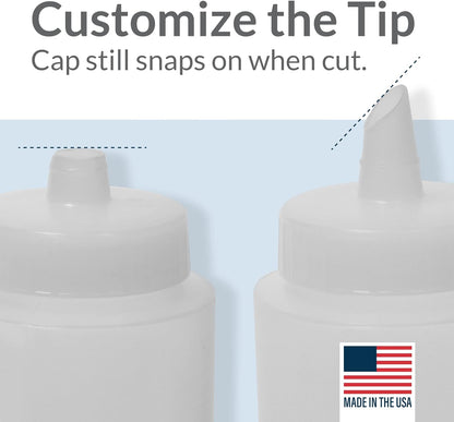 Pinnacle Mercantile Plastic Squeeze Condiment Bottles, Set of 2, 16-ounce with Red Tip Cap