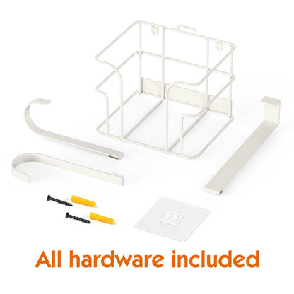 ORLESS Over The Door/Wall Mount Ironing Board Hanger, Laundry Room Iron and Ironing Board Caddy Storage Holder (White)