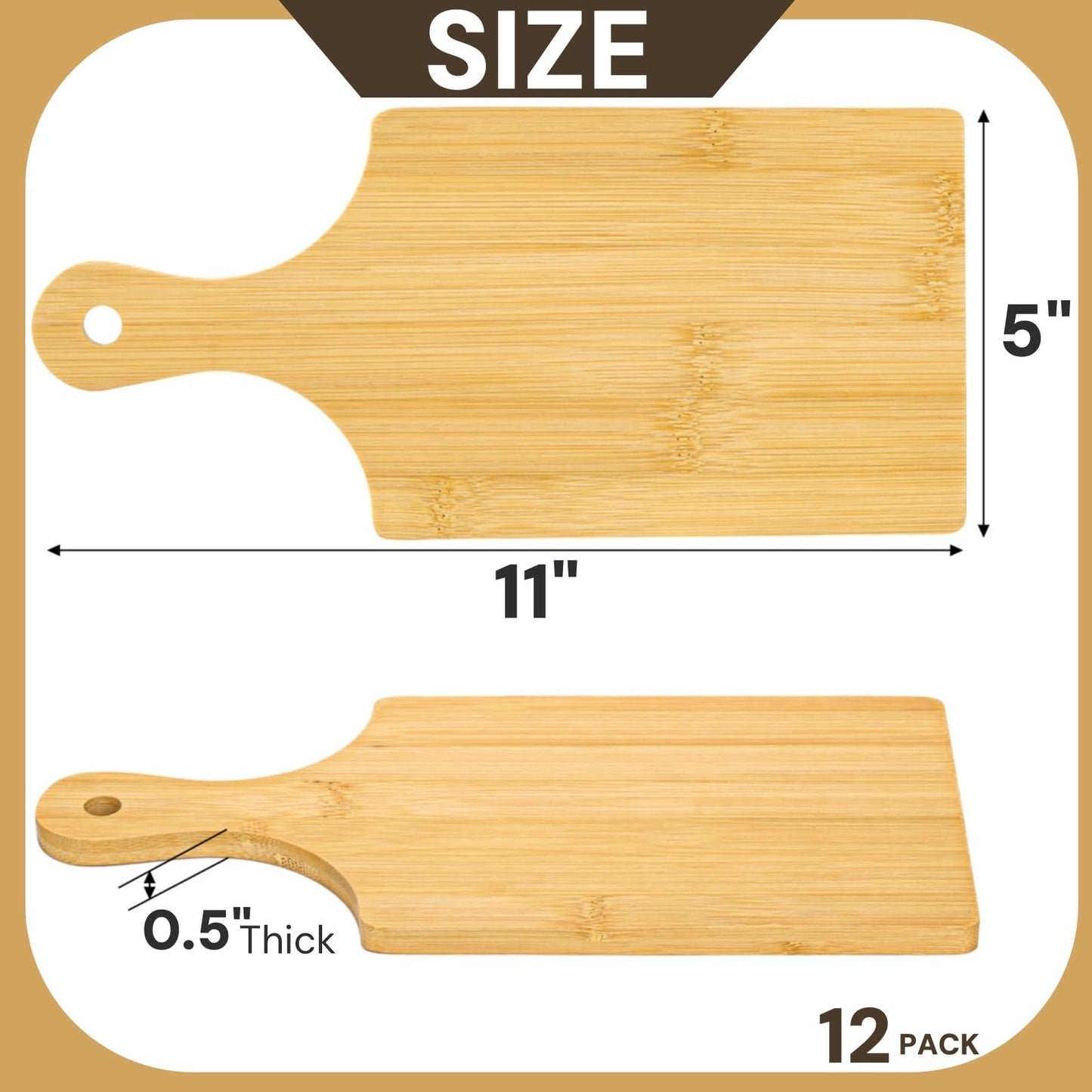 YIMITEE 12 Pack Bamboo Cutting Board with Handle, 11" x 5" Individual Charcuterie Boards, Blank Laser Engraving Board, Bulk Food Platter, Mini Board for Kitchen, Home Decor, Housewarming Gift