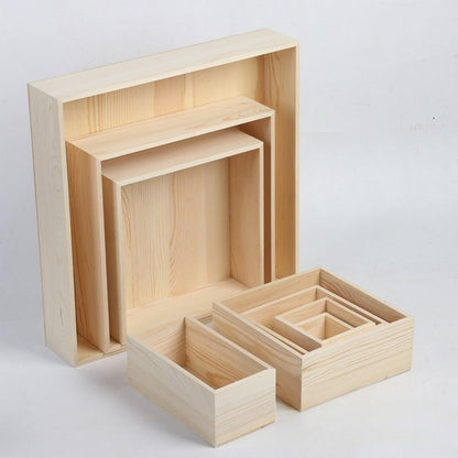 Anktily 1 Pack Unfinished Wooden Craft Storage Organiser Box, 11.8 x 7.9 x 3 inch Rectangle Wood Box, Rustic Natural Wood Container Box for Home Venue Decor