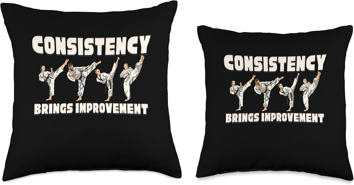 Consistency Brings Improvement Martial Arts Throw Pillow