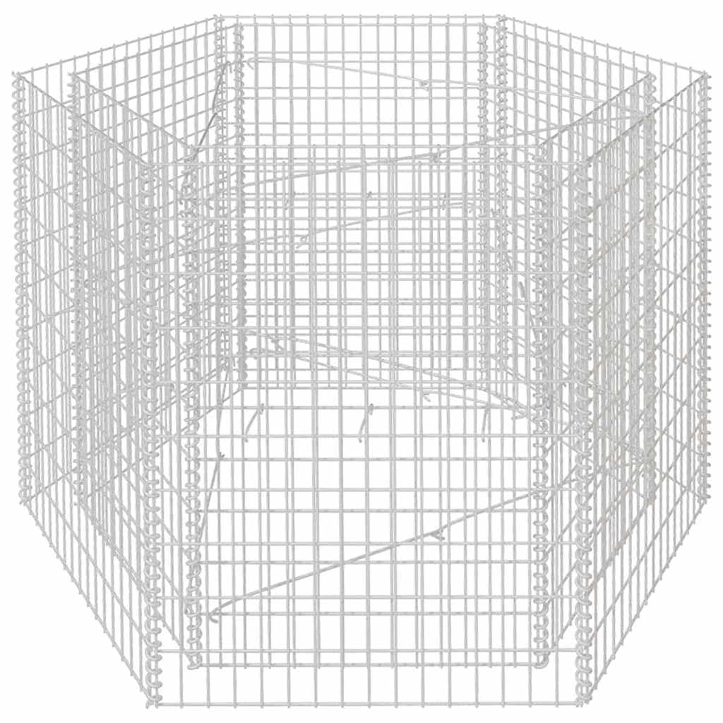 Favemtsl Hexagonal Gabion Raised Bed 63"x55"x39" Galvanized Steel Planter Box for Outdoor Garden Beds, Large Outdoor Raised Flower Bed for Patio, Backyard and Lawn