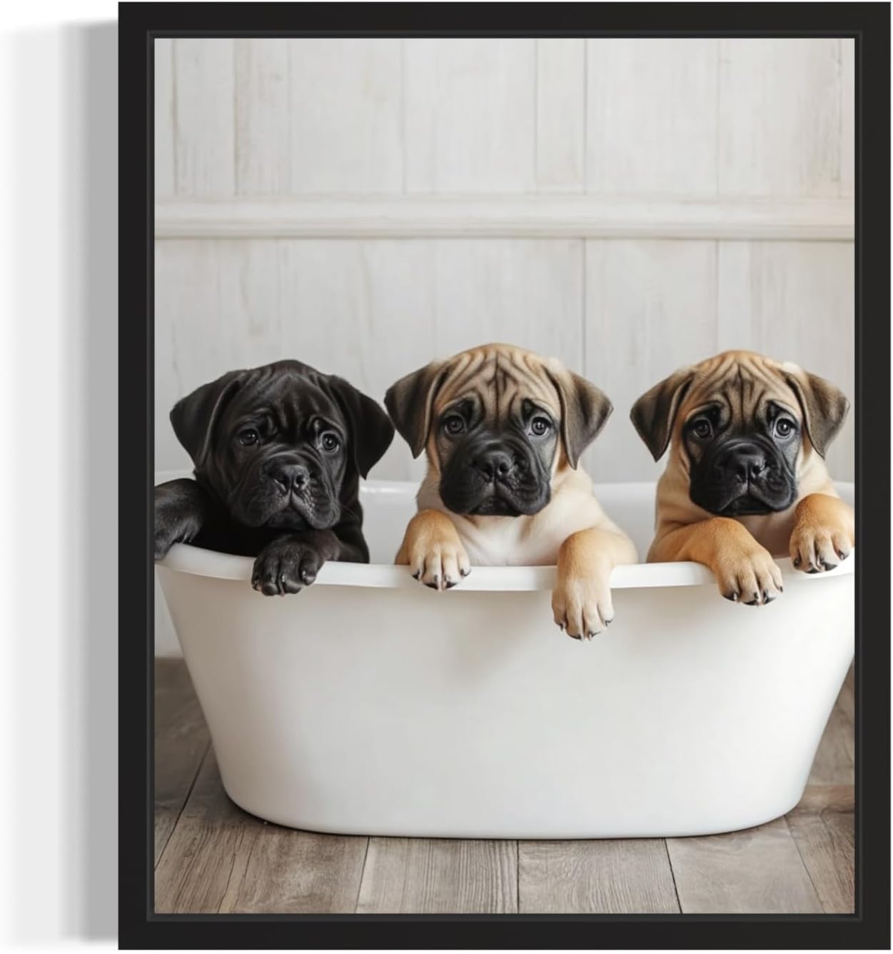 156C 11 14 inches, Mastiff in Bathtub Wall Art Print Poster, Dog Lover Puppy Nursery Bathroom Puppies Decor Posters