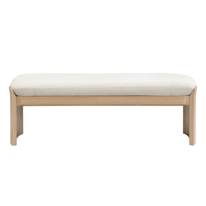 Christopher Knight Home Paxton Fabric Upholstered Ottoman Bench, Rectangular Foot Stools Ottoman, Entryway Wood Ottoman Footrest, Bedroom End of Bed Footstool,Living Room Sofa Extra Seat,Beige+Natural