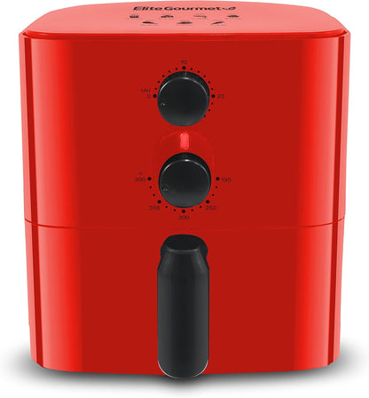 Elite Gourmet EAF-3218R Personal 1.1 Quart Compact Electric Hot Air Fryer - Oil-Less Healthy Cooker with Timer, Red