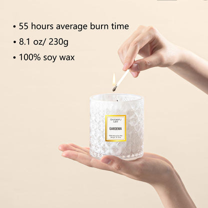 Chloefu LAN Gardenia Scented Candles for Home, Natural Soy Candle Gifts for Home Decor, Birthday Candless Gift for Women, Holiday Gifts, 8.1oz 55 Hours Burn