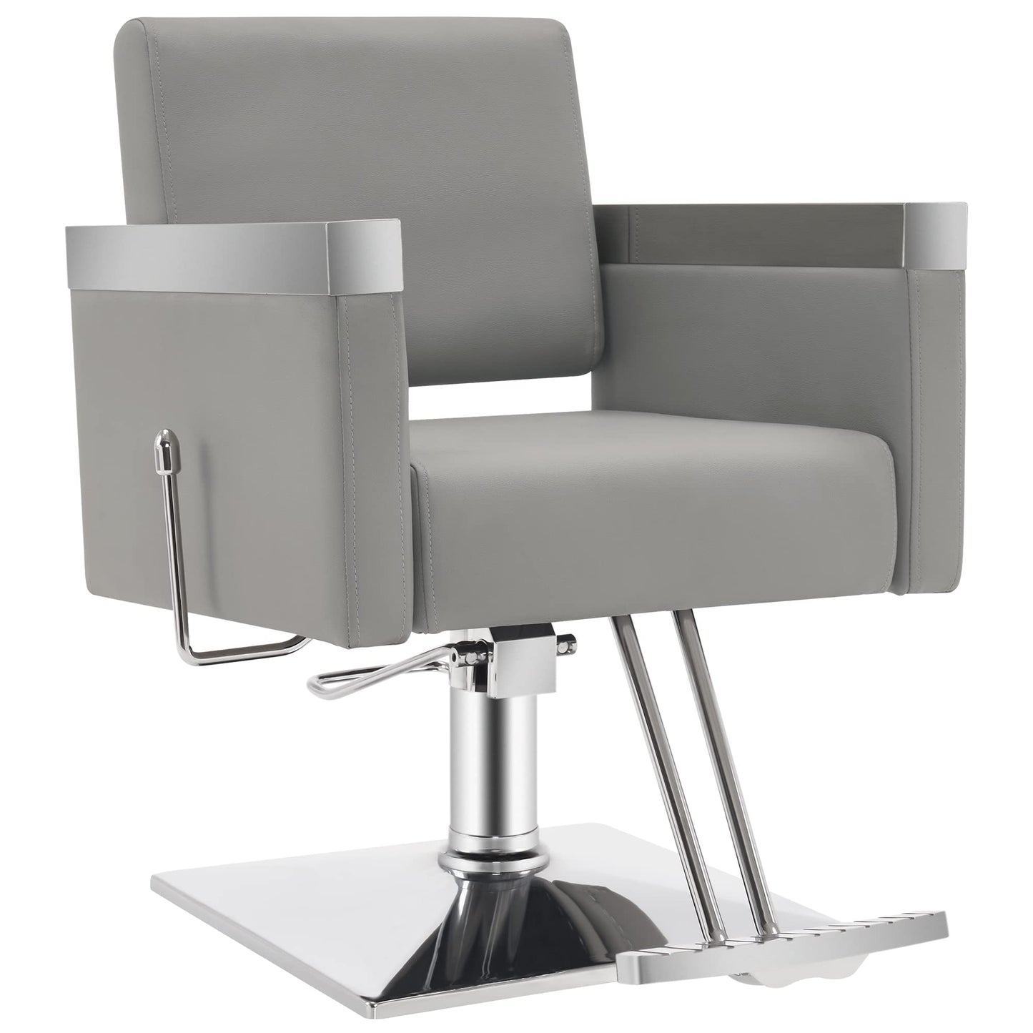 BarberPub Classic Recline Hydraulic Barber Chair Salon Spa Chair Hair Styling Beauty Equipment 3021 (Grey)