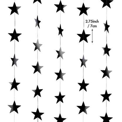Patelai 130 Feet Glitter Star Garland Banner 2026 Party Decoration Double Side Star Hanging String Streamer Paper Twinkle for Graduation Wedding Birthday (Black)