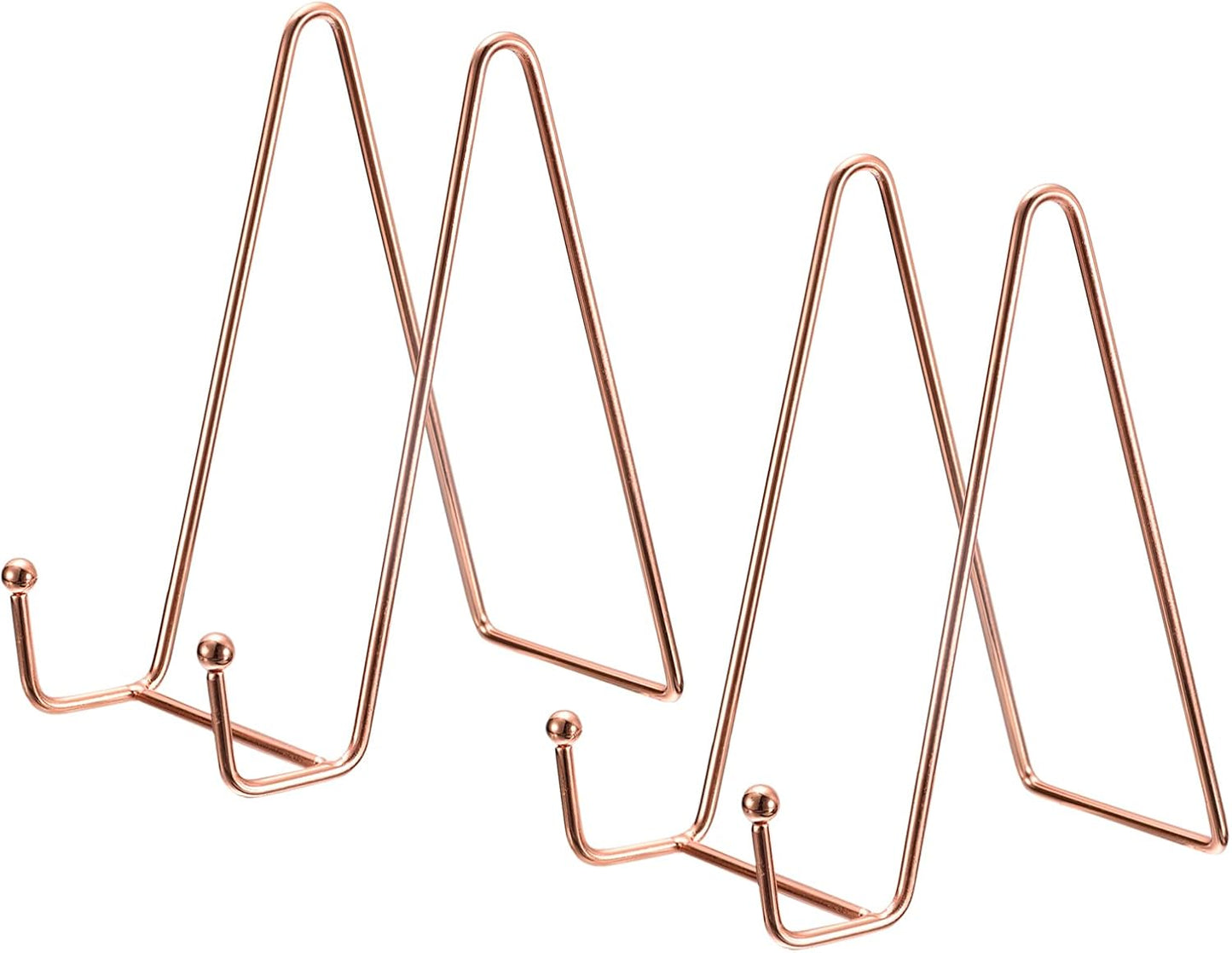 uxcell 2Pcs 6 Inch Iron Plate Holder Display Stands, Metal Decorative Easel for Picture, Photo, Book (Rose Gold)