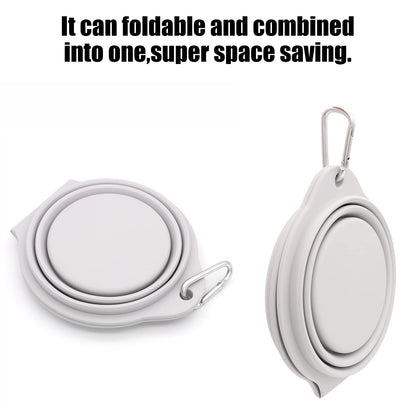 SLSON Collapsible Dog Bowls,Integrated Molding Dog Double Bowl No Plastic Rim 2 in 1 Foldable Pet Food & Water Bowl Cat Feeder Dish for Walking,Hiking,Camping (Cold Grey)