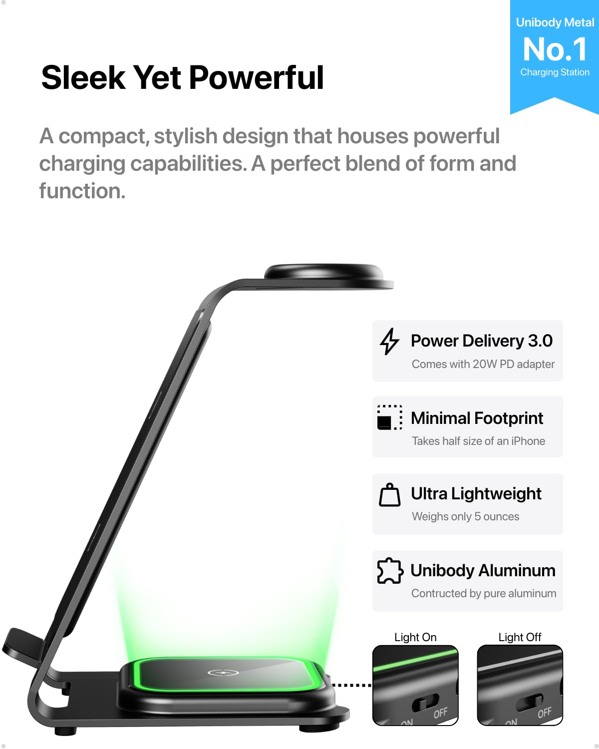 Intoval 3 in 1 Wireless Charging Station for iPhone 17 16 15 14 13 12 11 X Pro Max, Wireless Charger for Apple Watch Ultra 3 SE 9 8 7 6 5 4 3 2, for AirPods 4 Pro Pro 2 3 (Y93, Grey)