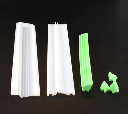 3D Christmas Tree Long Tube Silicone Mold,Pine Tree Column Chocolate Candy Soap Making Mold,Handmade Candle Mold Embed Soap Making Supplies for Wedding Cake Non-Stick Baking Mold(1.38 x 12 In)