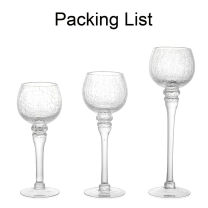 Inweder Glass Tealight Candle Holder: Clear Votive Holders 9/10/12 Inch Tall Long Setm Floating Candle Holders for Christmas Dining Table Centerpiece Wedding Party Set of 3