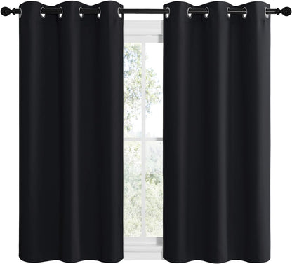 NICETOWN Blackout Curtains - Thermal Insulated Grommet Drapes for Autumn/Winter | Set of 2, 42"x50", Black
